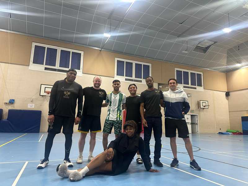Clapham Warriors Badminton Club players posing after a session